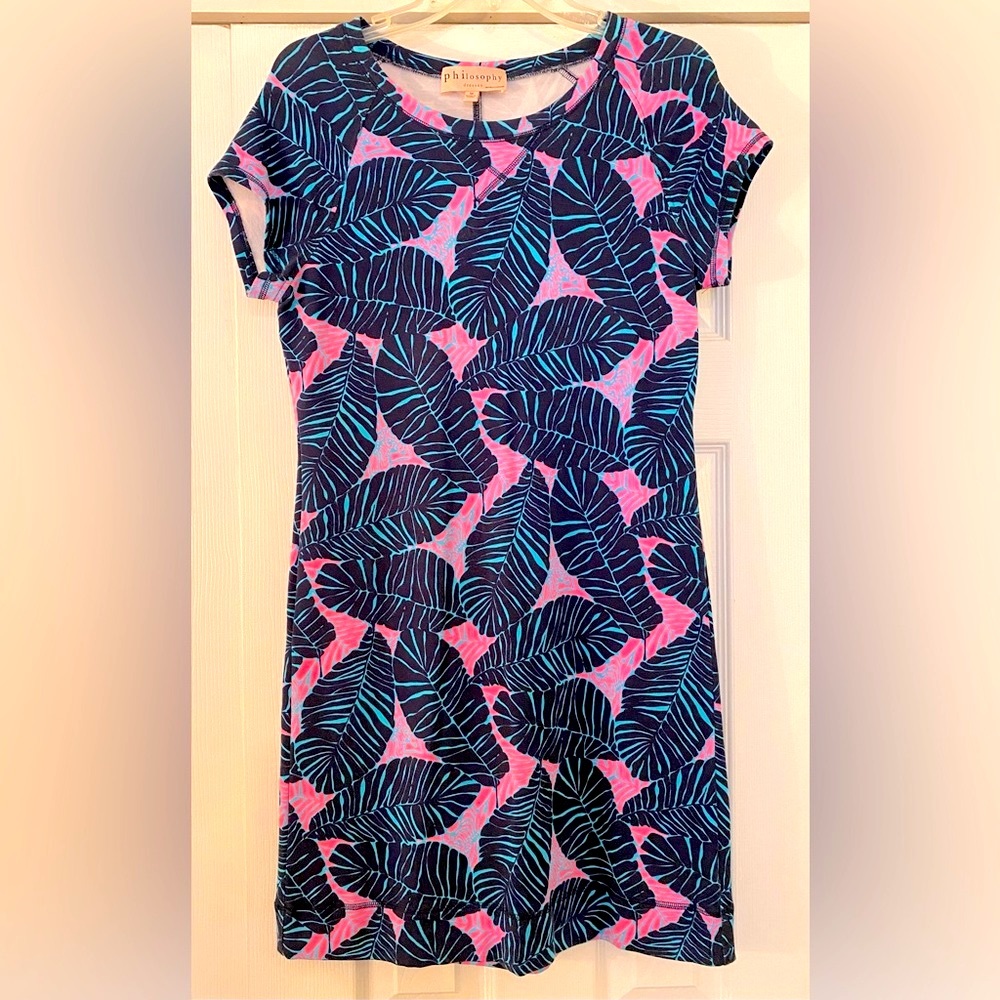 PHILOSOPHY blue & pink knit dress, size M, excellent condition